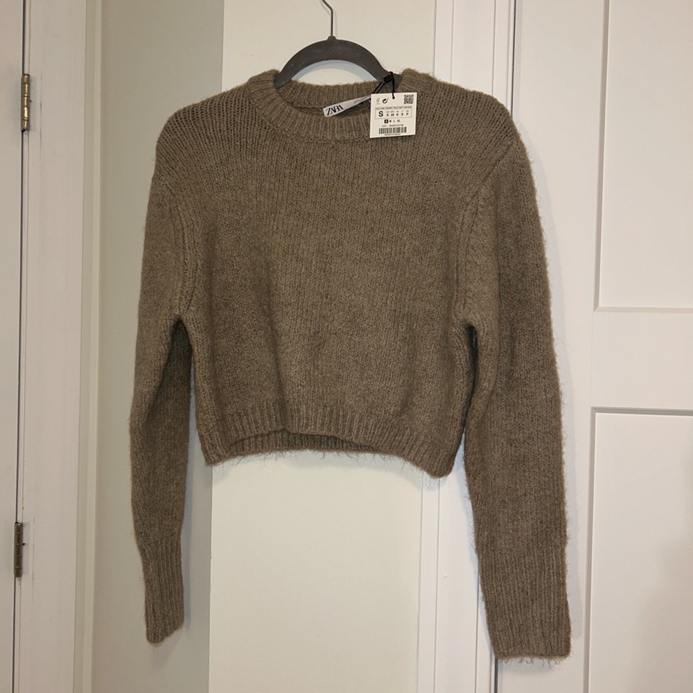 Light Brown Cropped Sweater - Zara - Size S - Brand New with Tags